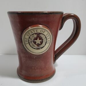 Sunset Hill Hand thrown Stoneware Texas Seal coffee mug Maroon